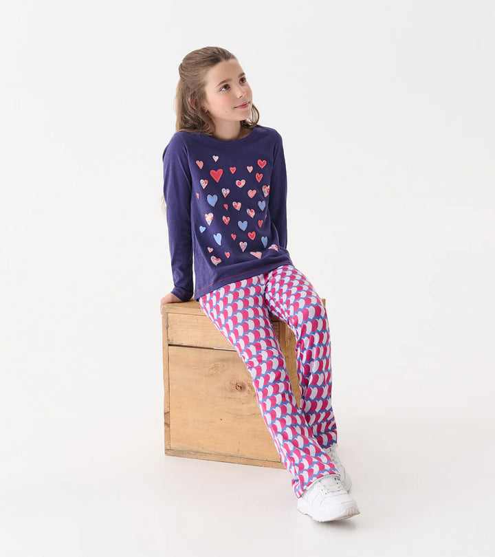 Falling Hearts Long Sleeve Tee - Patriot Blue