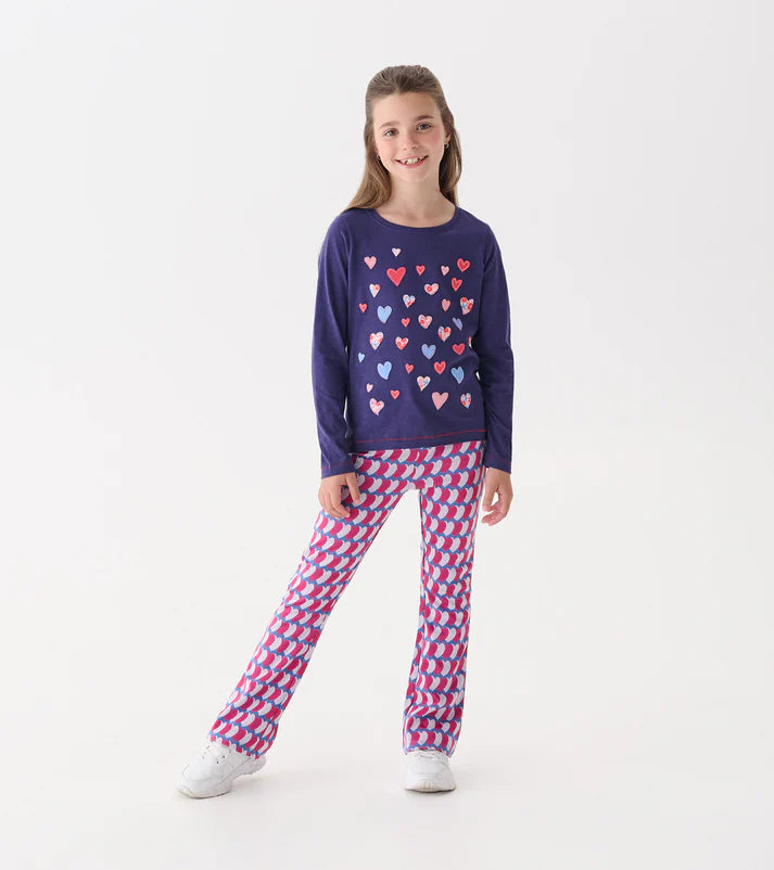Falling Hearts Long Sleeve Tee - Patriot Blue