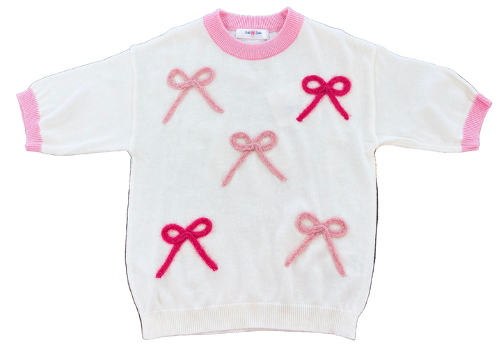 Iris Cream Sweater - Pink Bow