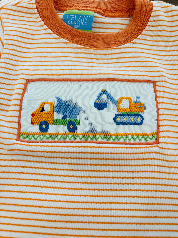 Construction Truck Orange Knit Stripe