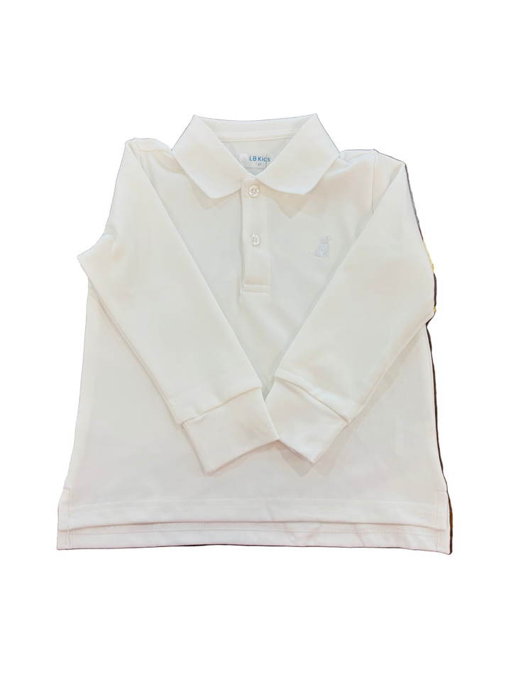 White Blake Long Sleeve Polo Shirt