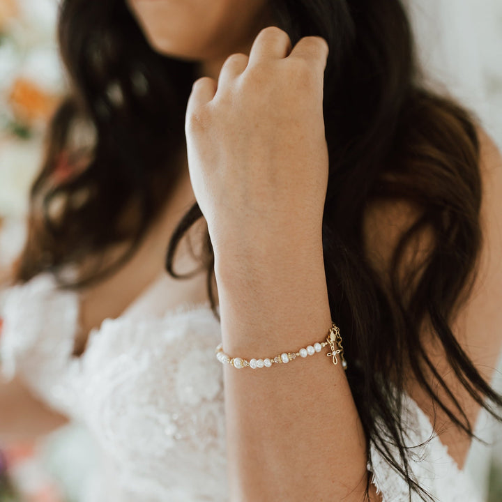 Gold Baptism to Bride Baby Cross Bracelet Gift for Baby Girl