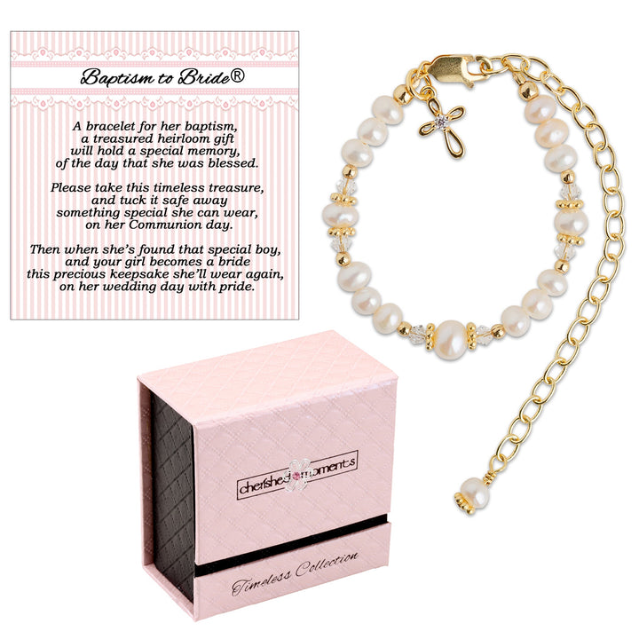 Gold Baptism to Bride Baby Cross Bracelet Gift for Baby Girl