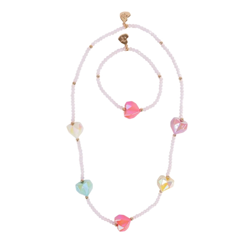Heart Geode Necklace &amp; Bracelet Set
