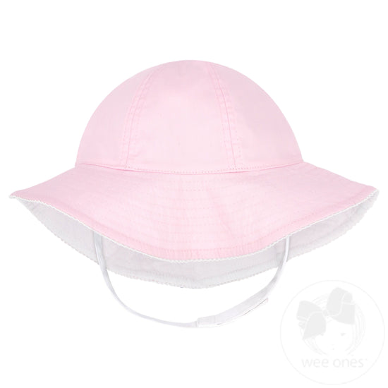 Reversible Girls Moonstitch Brim Hat Pink