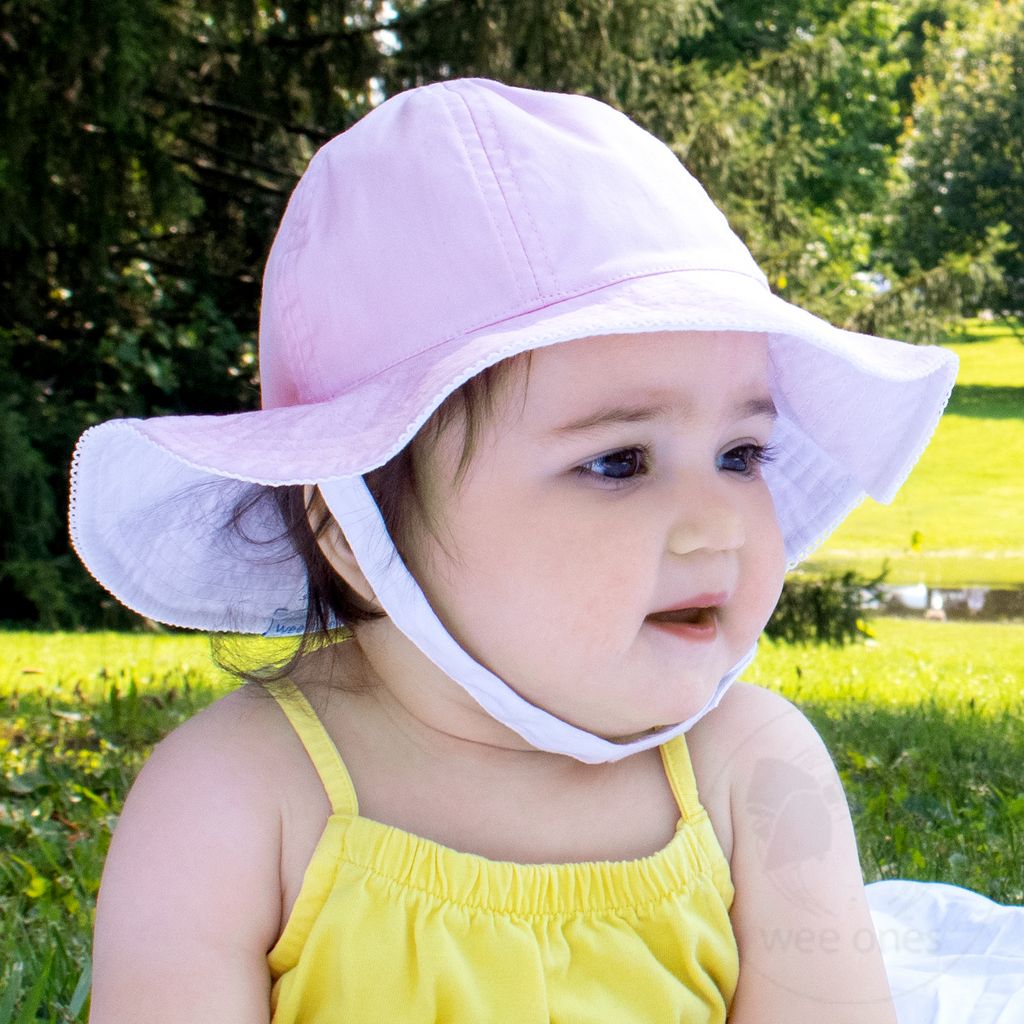Reversible Girls Moonstitch Brim Hat Pink