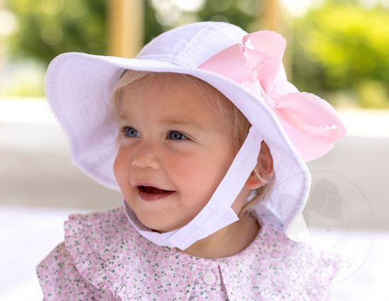Reversible Girls Moonstitch Brim Hat Pink