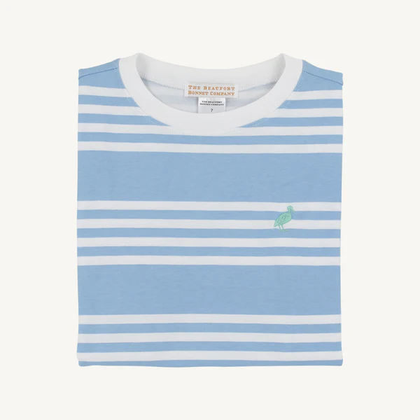 Carter Crewneck Saddle Ridge Stripe (Sarasota Sky)/Worth Ave White