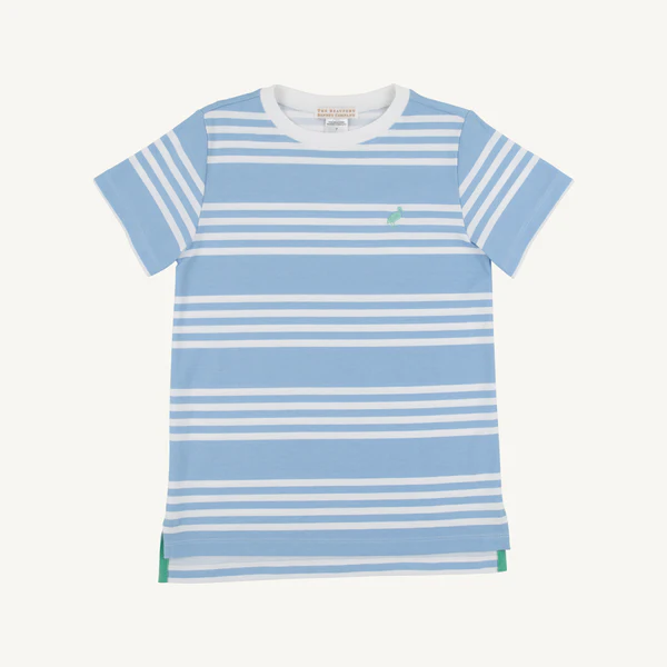 Carter Crewneck Saddle Ridge Stripe (Sarasota Sky)/Worth Ave White
