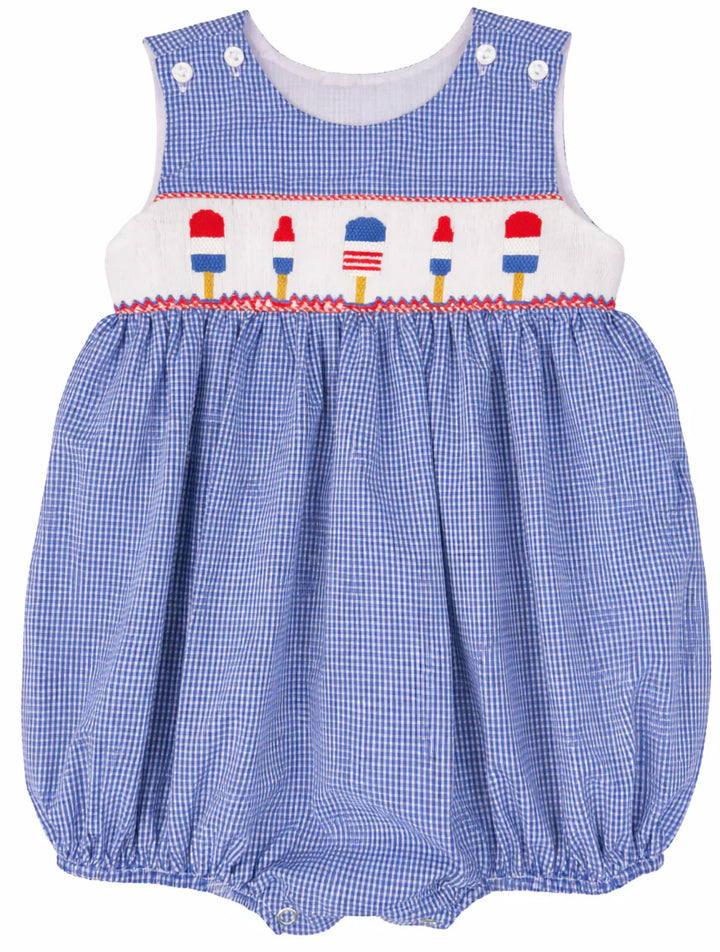 Ted Patriotic Popsicles Smocked Boy Bubble