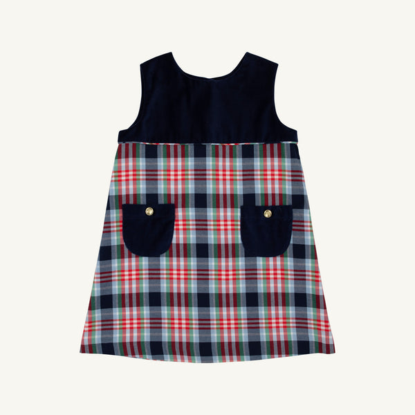 Jill Jumper Nantucket Navy Velveteen with Covington Cottage Plaid