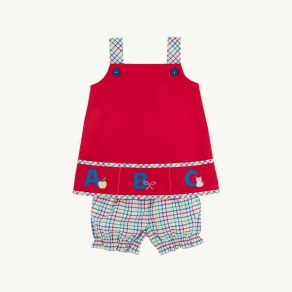 Jillian Jumper Set - Richmond Red with Kindness Wins Windowpane &amp; ABC Applique