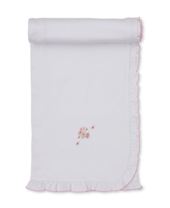 SCE Victorian Roses White/Pink Hand Embroidered Blanket