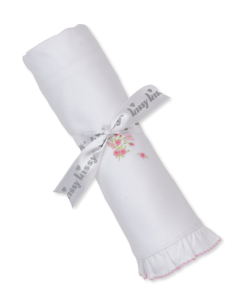SCE Victorian Roses White/Pink Hand Embroidered Blanket