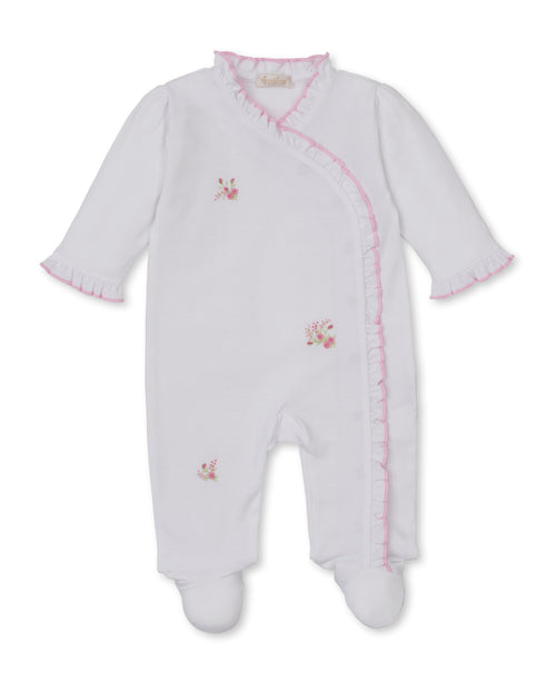 SCE Victorian Roses White/Pink Hand Embroidered Footie