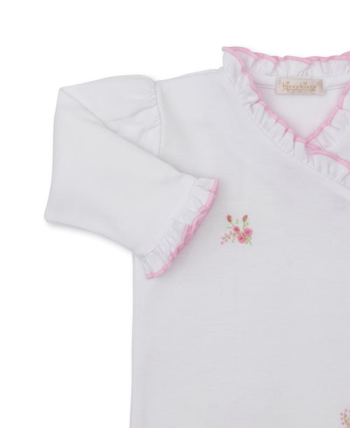 SCE Victorian Roses White/Pink Hand Embroidered Footie