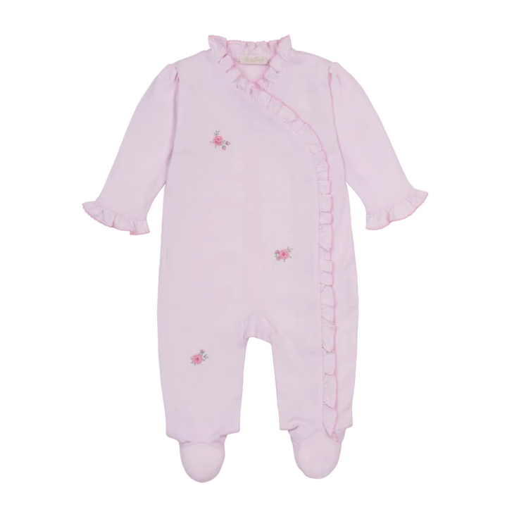 SCE Cottage Roses Pink Hand Embroidered Footie