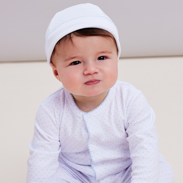 White/Blue New Kissy Dots Print Hat