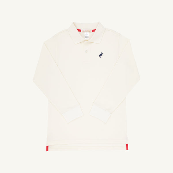 Long Sleeve Prim &amp; Proper Polo &amp; Onesie Palmetto Pearl with Nantucket Navy Stork