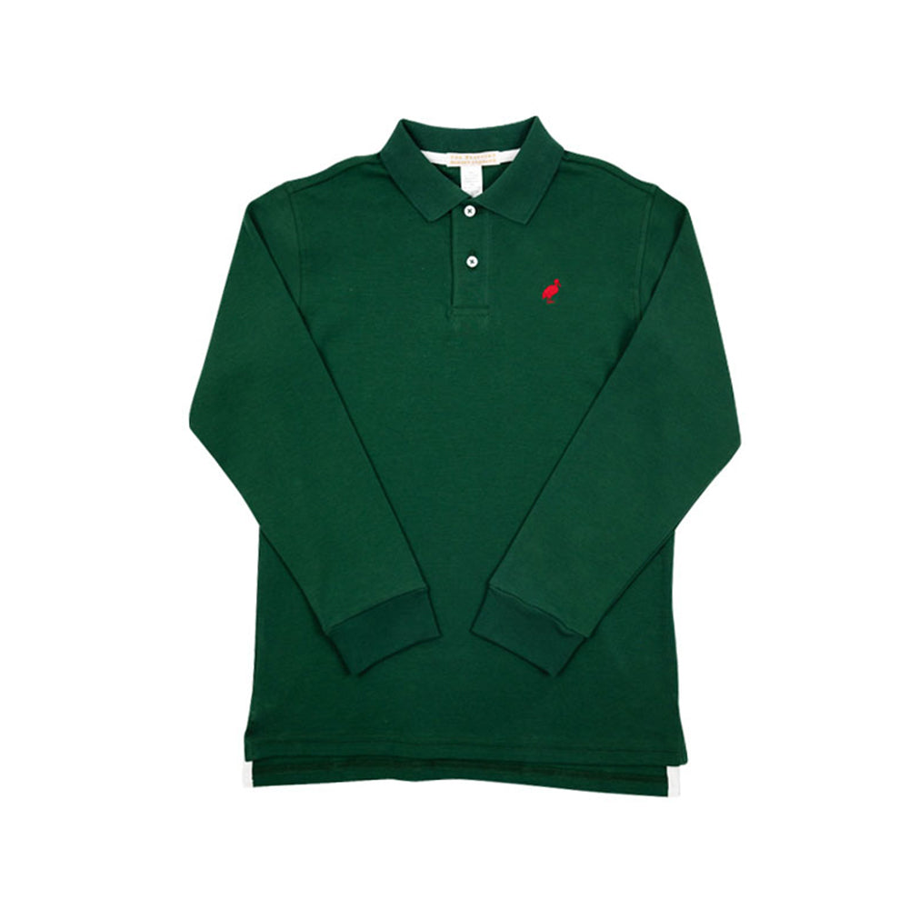 Long Sleeve Prim &amp; Proper Polo &amp; Onesie Grier Green with Richmond Red Stork