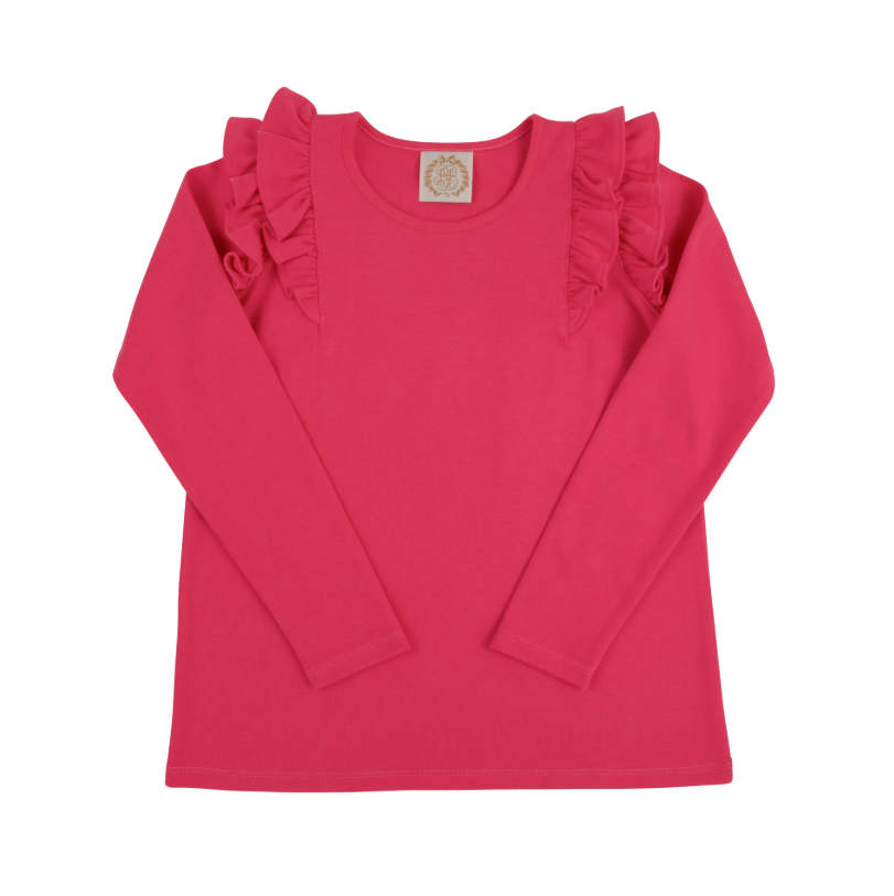 Long Sleeve Ruehling Ruffle Top - Palm Springs Punch