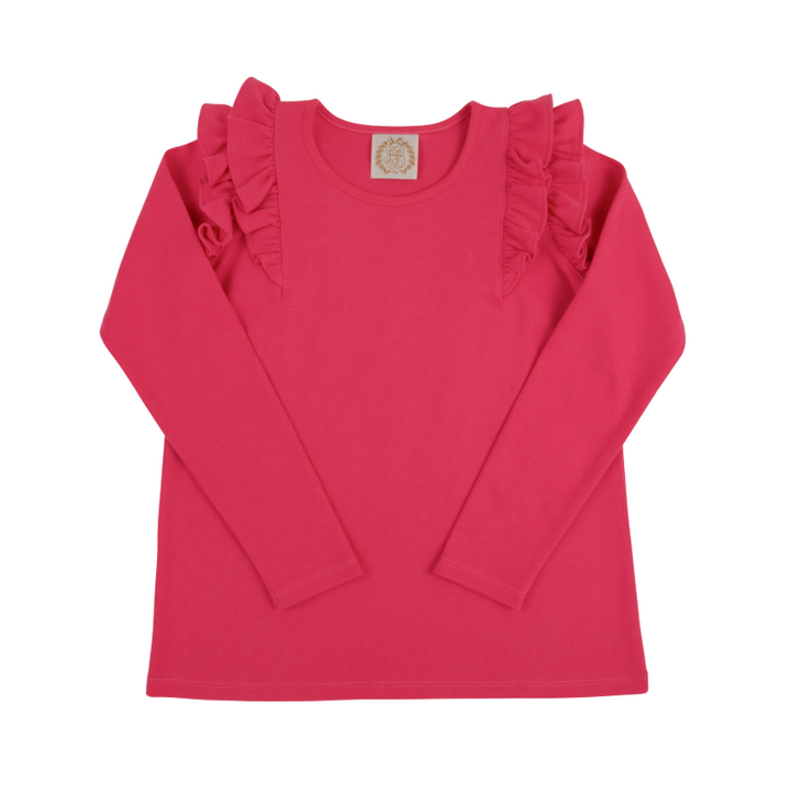 Long Sleeve Ruehling Ruffle Top - Palm Springs Punch