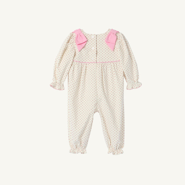 Long Sleeve Ryleigh Romper Palmetto Pearl &amp; Richmond Red Microdot Corduroy