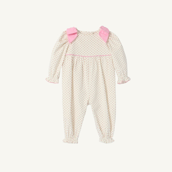 Long Sleeve Ryleigh Romper Palmetto Pearl &amp; Richmond Red Microdot Corduroy