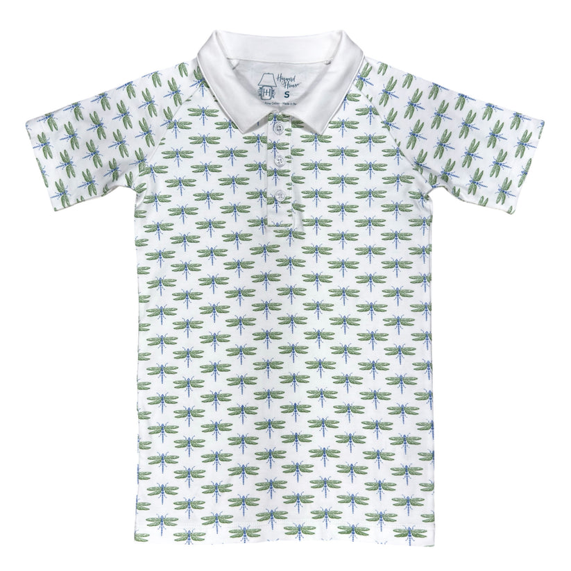 Boys Short Sleeve Pima Polo - Dreamy Dragonflies