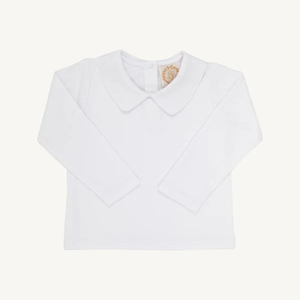 Peter Pan Collar Shirt &amp; Onesie (Long Sleeve Pima) Worth Avenue White
