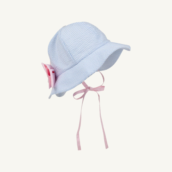 Pippa Petal Hat Breakers Blue Seersucker with Palm Beach Pink