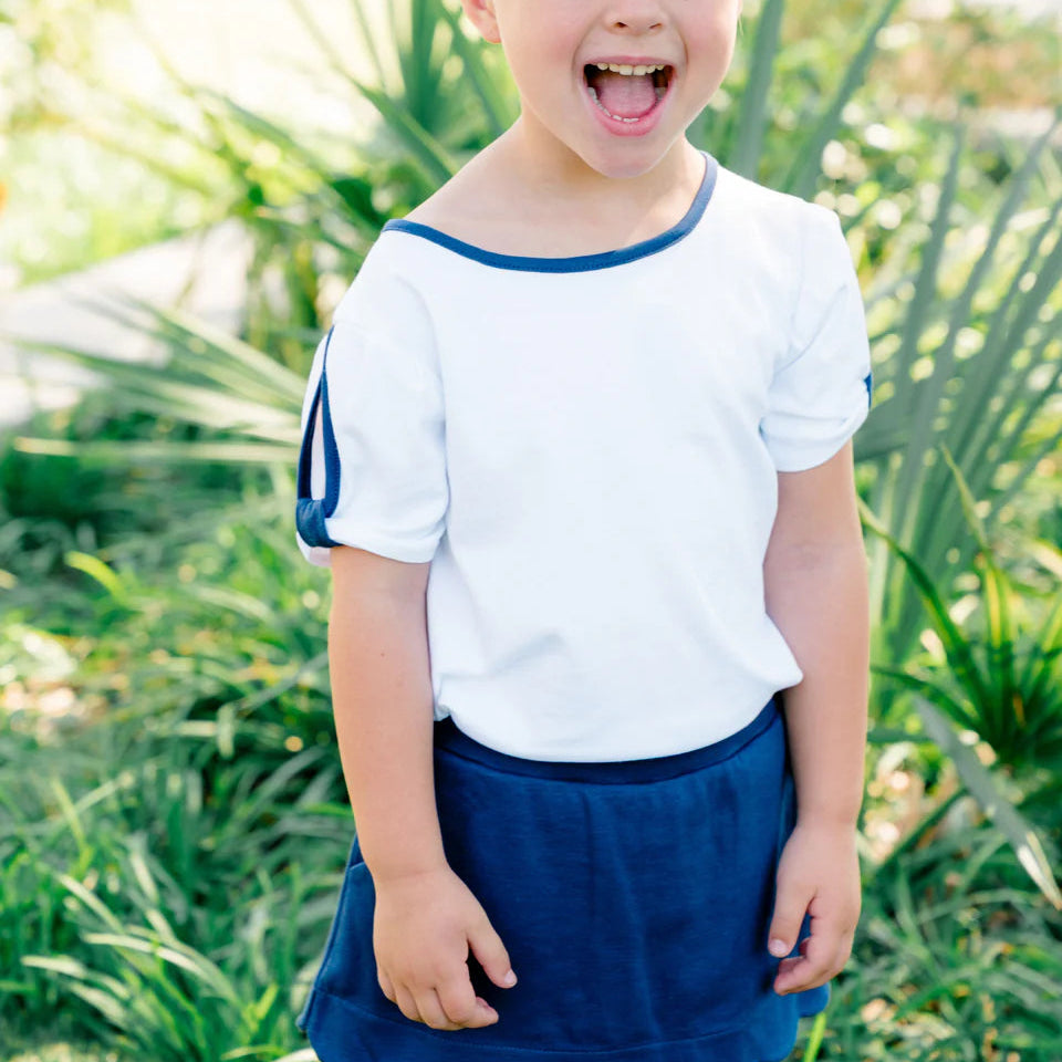 Twist Shirt White with Navy