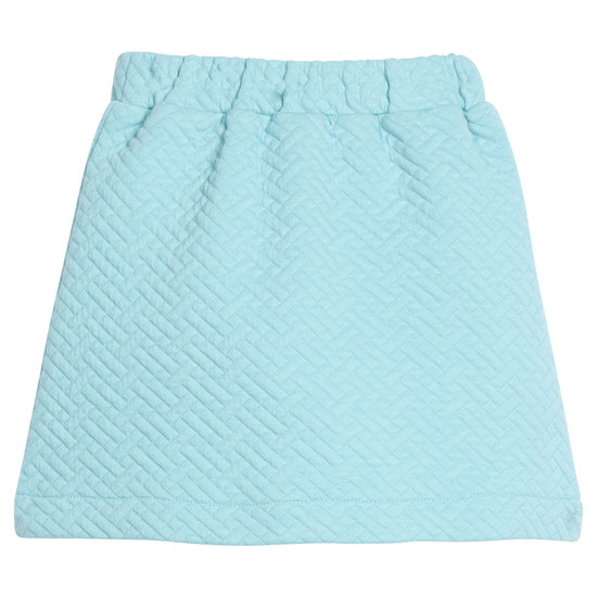 Quilted Mini Skirt - Aqua Quilted Trellis