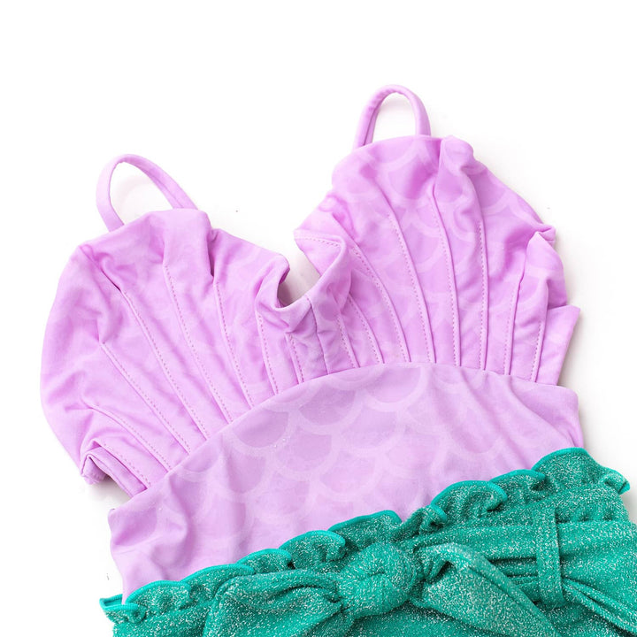 Lilac Shimmer Mermaid Water Appearing Girls One Piece Swimsuit