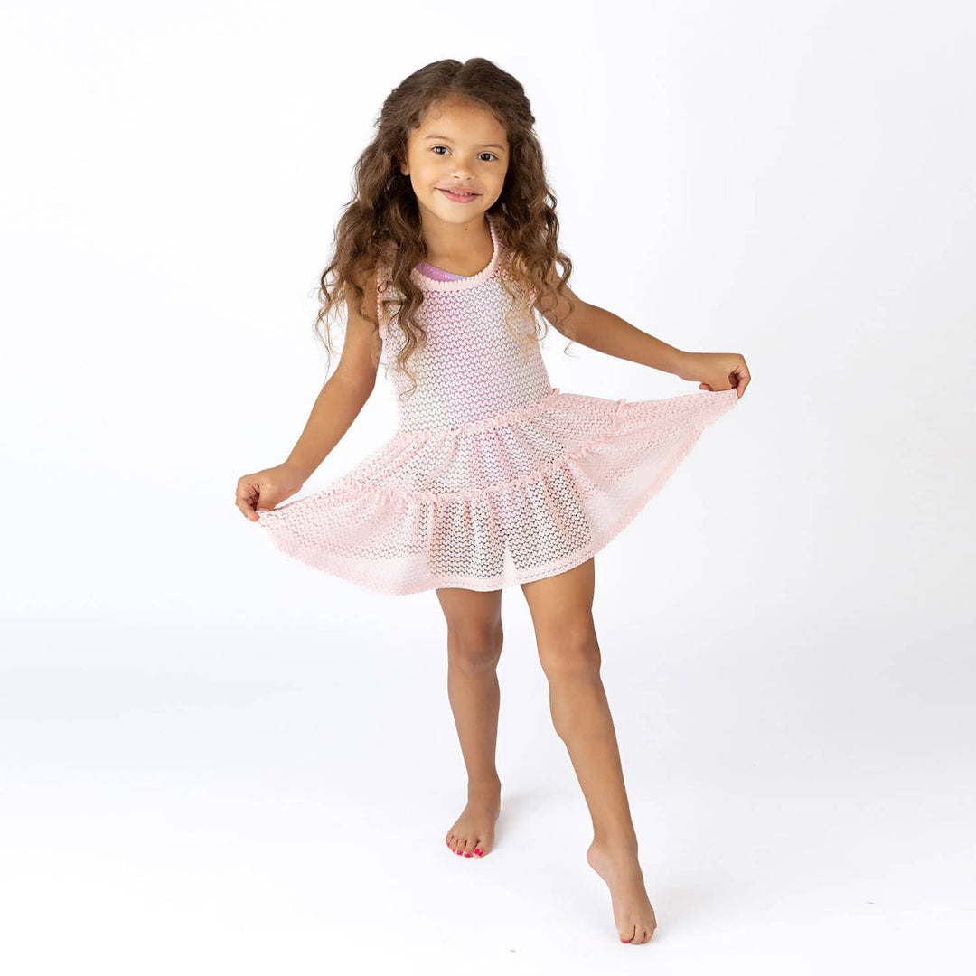 Pink Crochet Tank Dress Cover Up