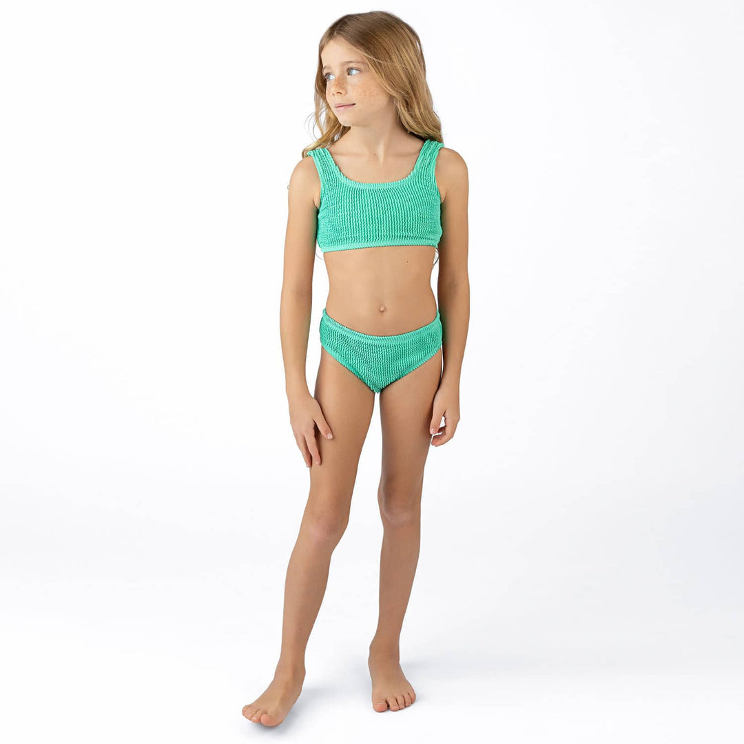 Green Girls Crinkle Textured Bikini
