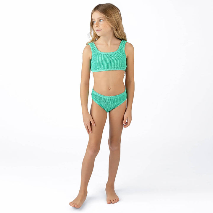 Green Girls Crinkle Textured Bikini