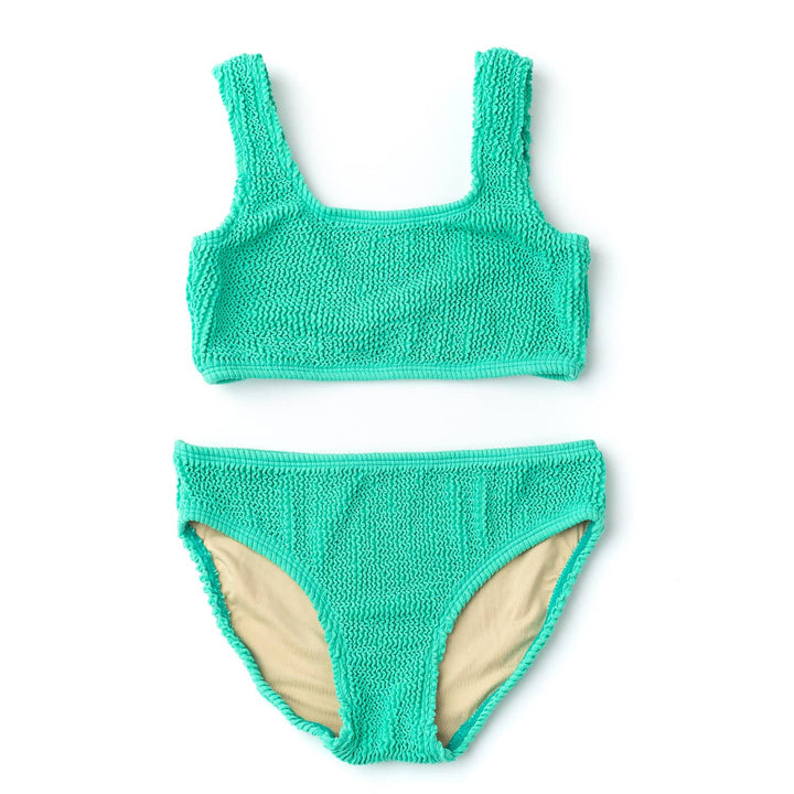 Green Girls Crinkle Textured Bikini