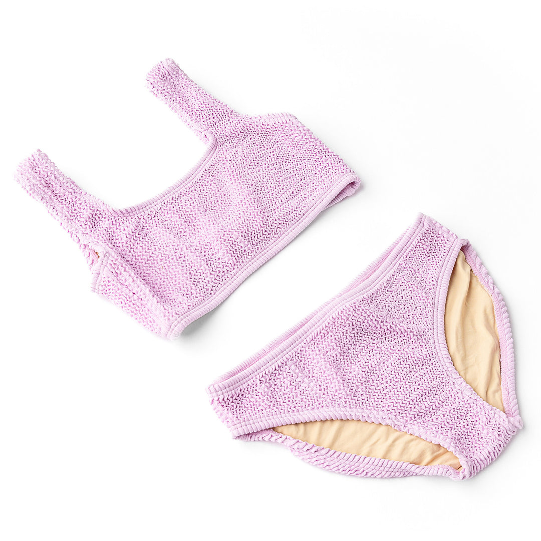 Lavender Crinkle Girls Two Piece Swimsuit