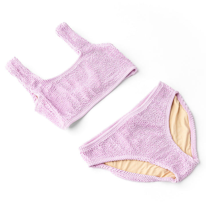 Lavender Crinkle Girls Two Piece Swimsuit