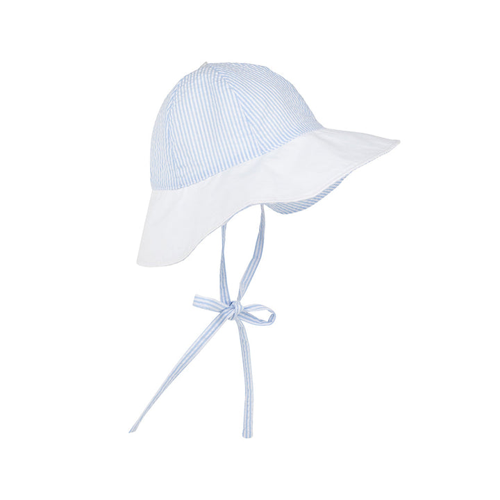 Sawyer Sun Hat - Breakers Blue Seersucker with Worth Avenue White