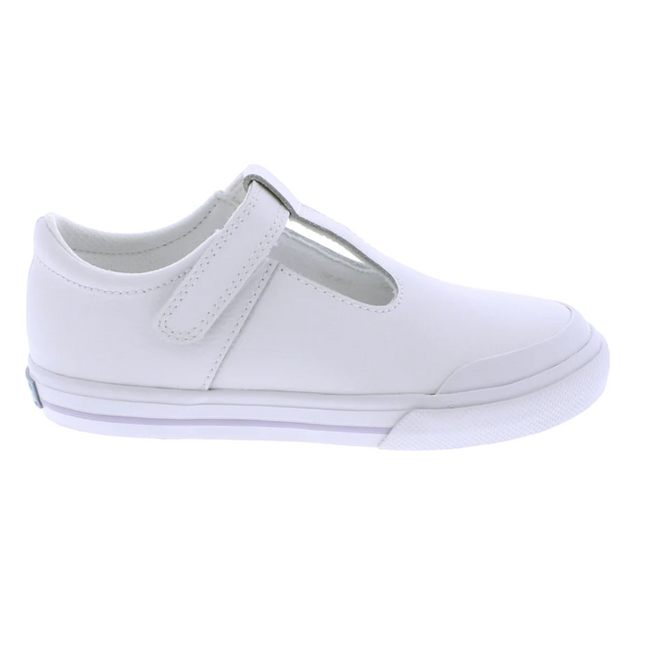 Drew White Leather Lavender T-Bar Mary Janes