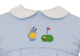 Golf Light Blue Stripe Knit Boy Romper