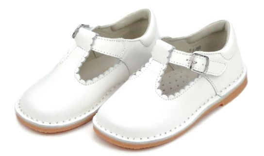 Selina Scalloped T-Strap MJ Patent White