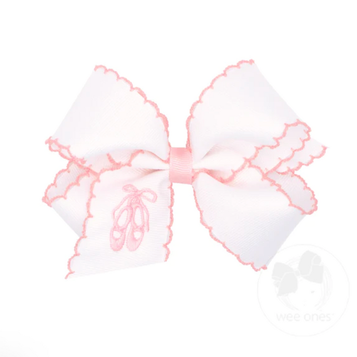 Medium Grosgrain Moonstitch Embroidered Girls Hair Bow