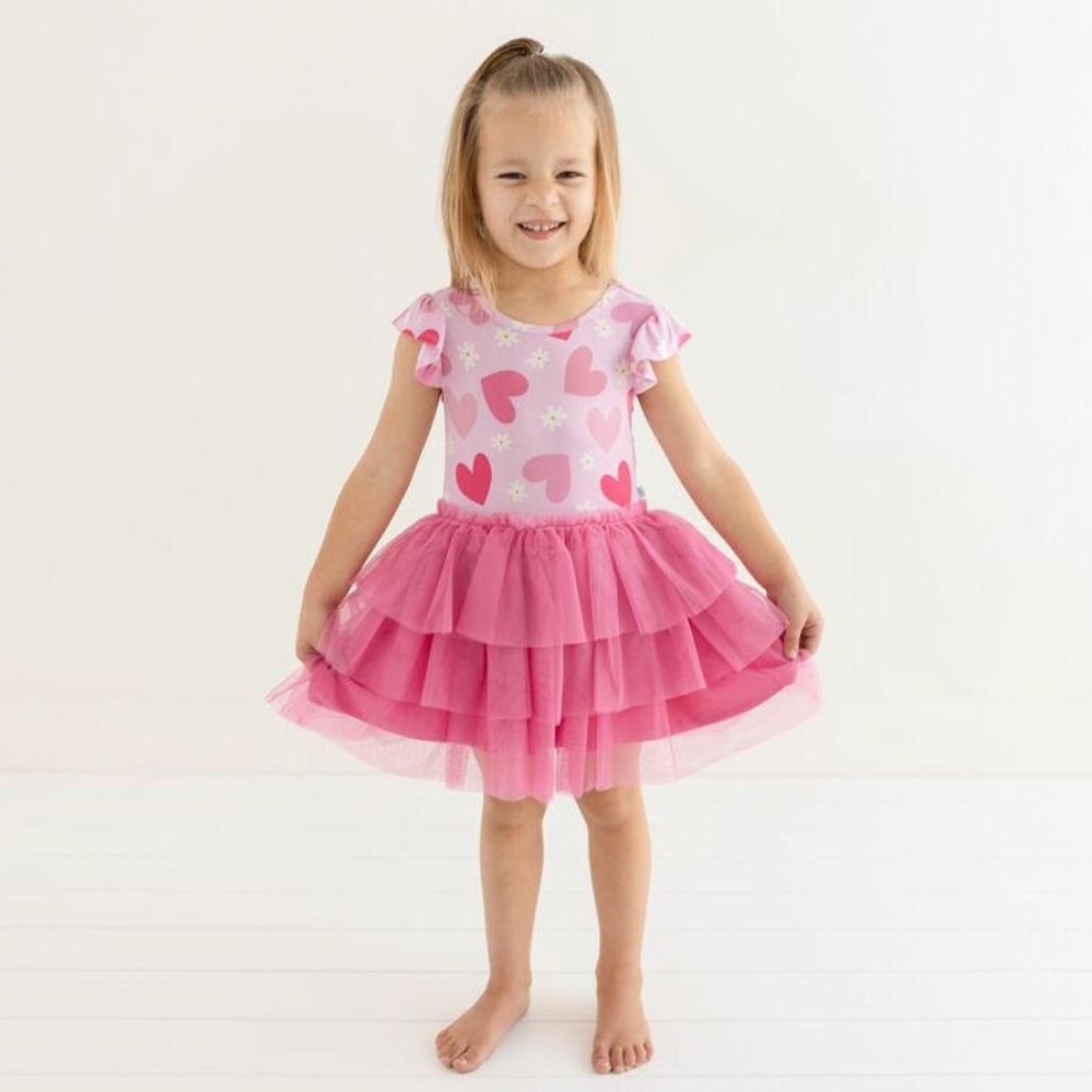 Daisy Love - Ruffled Capped Sleeve Tulle Dress