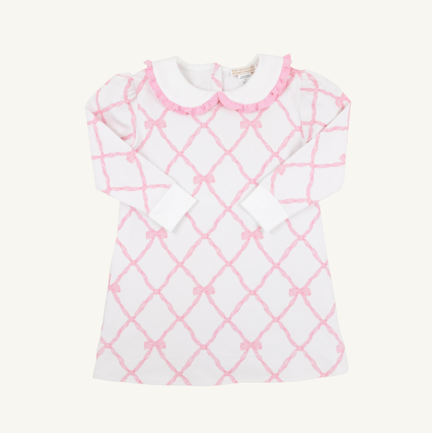 Maudes Cassidy Comfy Crewneck Dress Belle Meade Bow with Worth Ave White &amp; Pier Party Pink