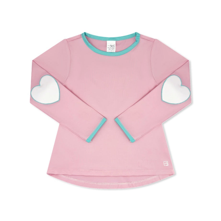 Kylie Long Sleeve Tee - Cotton Candy Pink, Totally Turquoise