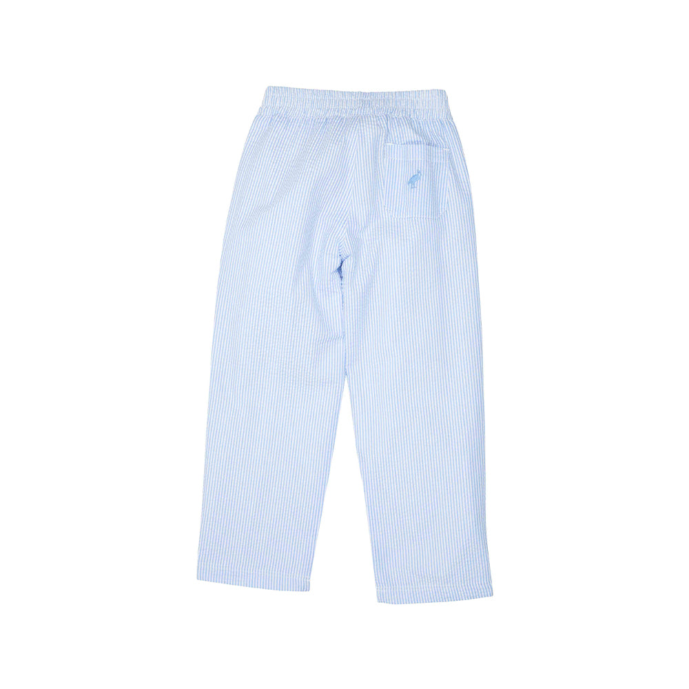 Sheffield Pants - Breakers Blue Seersucker with Breakers Blue Stork