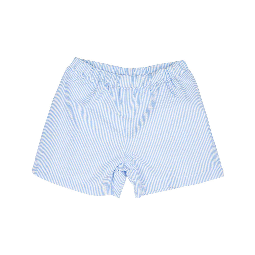 Shelton Shorts - Breakers Blue Seersucker with Breakers Blue Stork